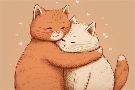 Premium Photo | Cat love cat couple hugging cuddling and kissing two cute cat kittens in love ...