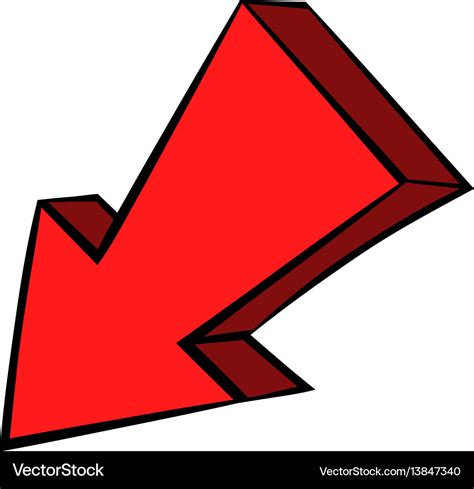 Red left down arrow icon cartoon Royalty Free Vector Image