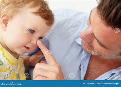 Doting Father with Baby Daughter at Home Stock Image - Image of happy, smiling: 21023051