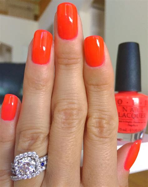 OPI - No Doubt About It - bright orange nails - looks more pink in the bottle than when applied ...