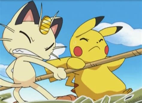 Pikachu and Meowth Pulling Rope by eortiz96 on DeviantArt