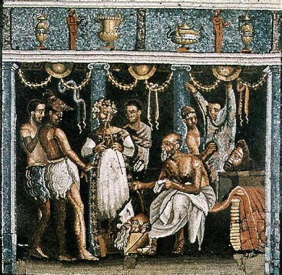 Actors rehearsing for a Satyr play, c.62 - Roman 1st century AD as art print or hand painted oil.