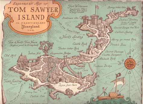 Tom Sawyer Island pamphlet – map side (not a postcard) – Global Postcard Sales