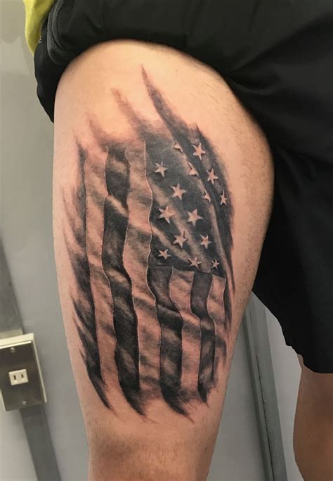 Black And White American Flag Tattoo