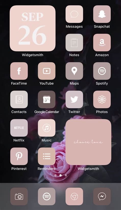 Aesthetic iOS 14 iPhone Home Screen Layout Inspiration App Icon Pack Pink Mauve Neutral Iphone ...