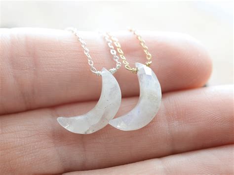 Moon Necklace /// Hand Carved Small Moon Pendant in Moonstone - Etsy