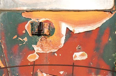 Weathered Vibrant Green and Red Peeling Paint on Metal Stock Image - Image of green, orange ...