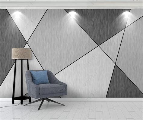Simple Modern Gray Geometric Wallpaper Wall Mural Wall Decor - Etsy