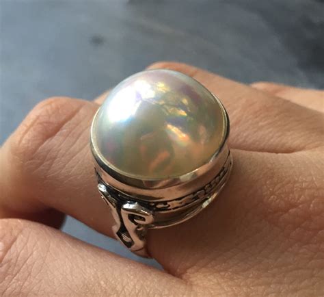 Mabe Pearl Ring Rainbow Mabe Ring Natural Pearl Ring June - Etsy