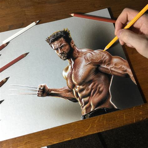 My portrait of Hugh Jackman as Wolverine by marcellobarenghi on DeviantArt