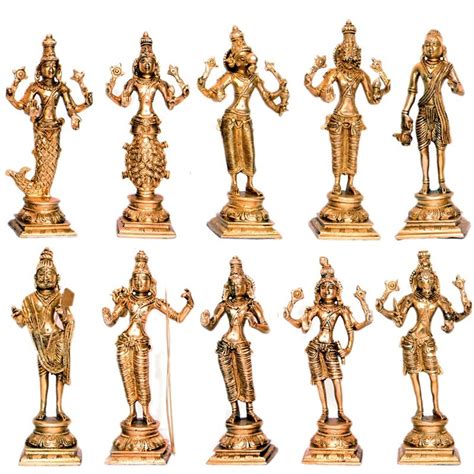 Dashavatara Designed Brass Statues - Puja Sanskaram