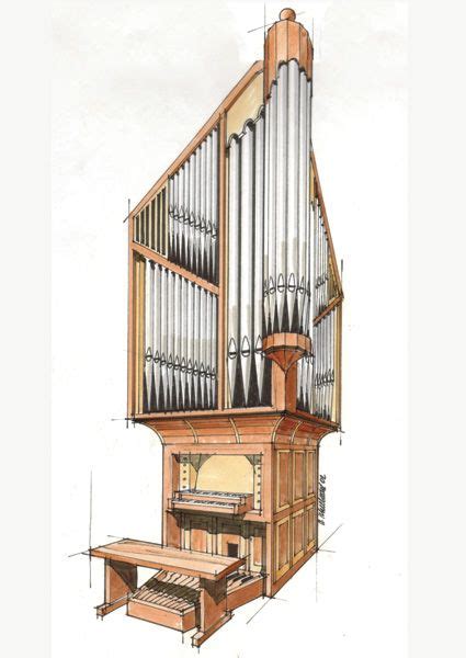 Drawing of Organ Designed for Corner Location | Instruments art, Design, Organ music