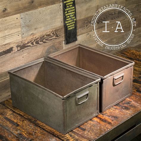 Vintage Industrial Metal Storage Bins Boxes Organizers Totes | Etsy ...