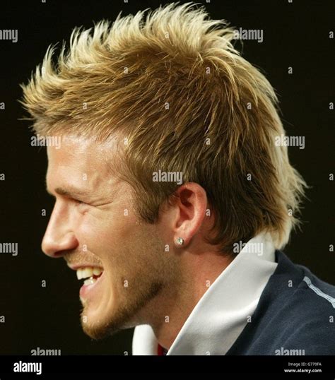 England captain David Beckham during a press conferenece in Awaji ...