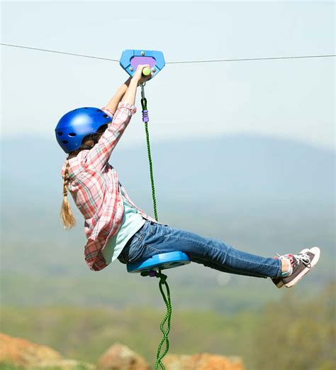 150' Blue Backyard Zipline Kit | Zip line backyard, Ziplining, Kids zipline