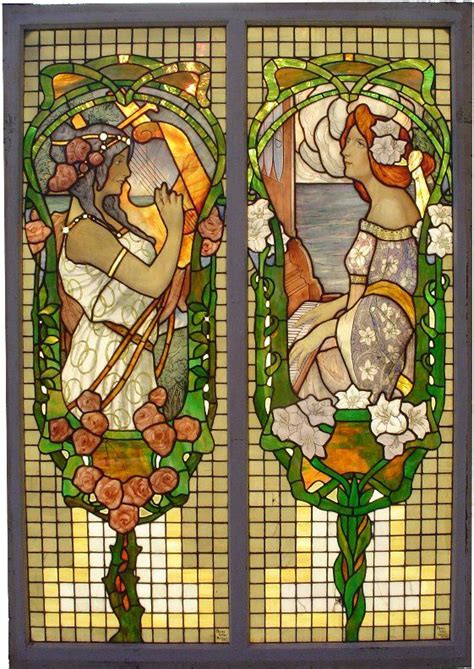 ART NOUVEAU STAINED GLASS WINDOWS- a colorful vision | Stained glass windows, Stained glass ...