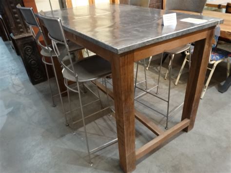 Dining Table Bar Height Metal Top Table - Rare Finds Warehouse