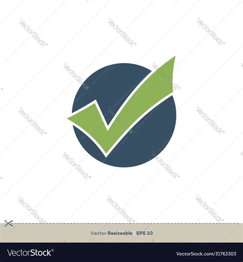 Green check mark icon logo template design eps 10 Vector Image