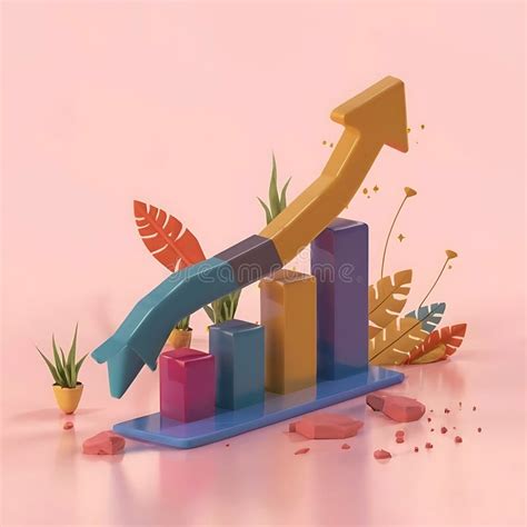 3d Render of Growth Graph with Arrow. Business Success Concept. Stock ...