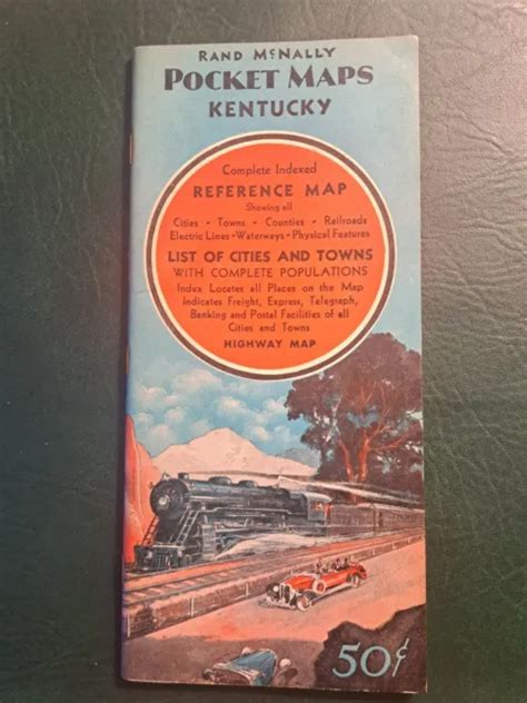 OLD MAPS-1937 KENTUCKY Rand McNally Pocket Map cities towns counties railroads $14.99 - PicClick