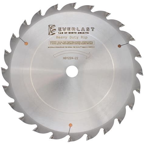 12″ Heavy Duty Rip Saw Blade - HD1224-22A, HD1224-22 - Everlast Saw of North America