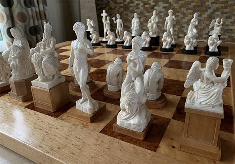 Michelangelo Mammoth Ivory Chessmen - ChessAntiques.com