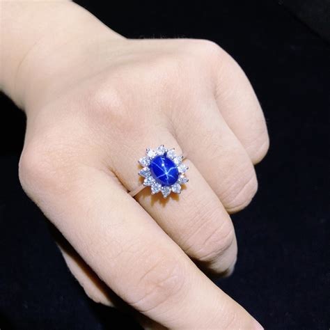 Natural Blue Star Sapphire Engagement Rings for Women 5x7mm - Etsy