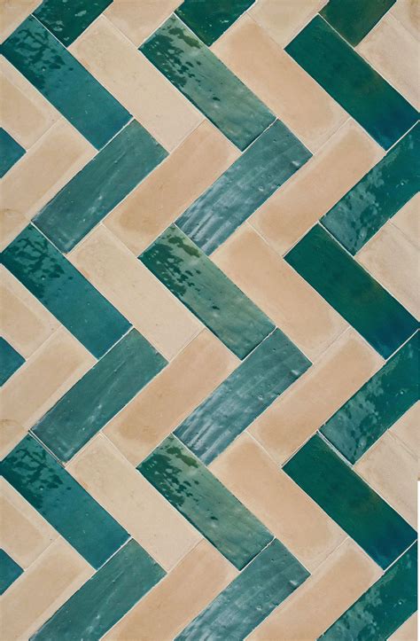 Moroccan tile flooring in herringbone pattern with a combination of ...