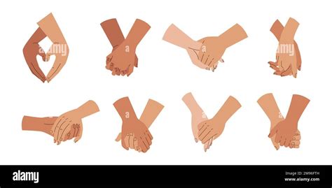 Couples holding hands together on different types set Stock Vector ...