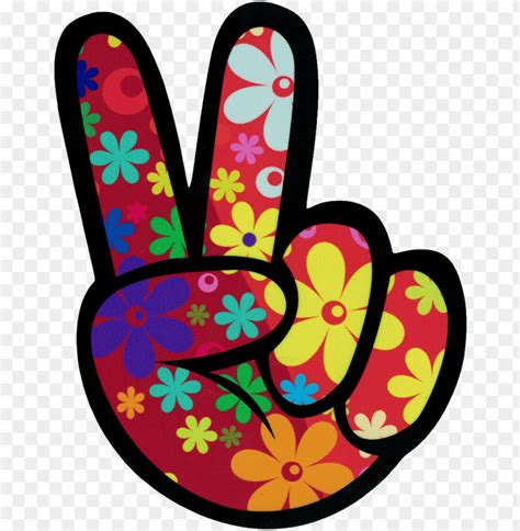 left hand peace fingers - hippie stickers PNG image with transparent ...