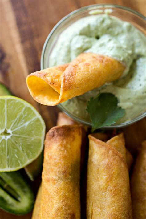 Chicken Taquitos with Avocado Ranch Dipping Sauce | Recipe | Yummy appetizers, Chili lime ...