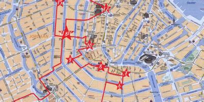 Walking tour map of Amsterdam - Map of walking tour of Amsterdam (Netherlands)