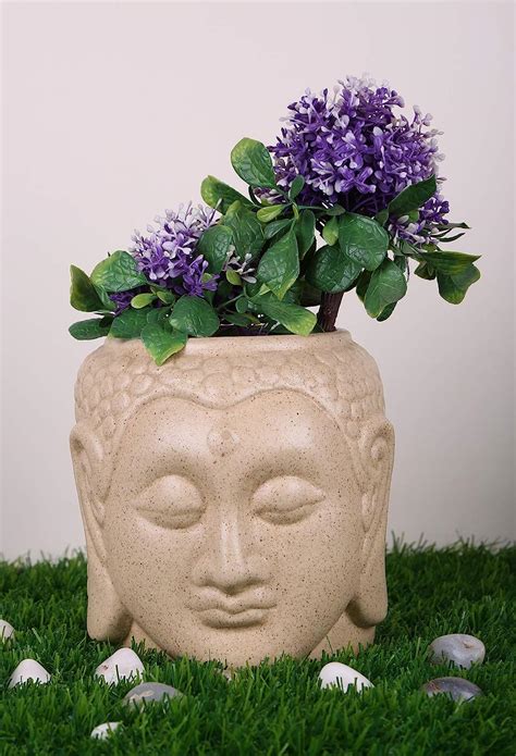 Justoriginals Medium Buddha Shape Ceramic Flower Pot(Color:Beige), 1 Piece : Amazon.in: Garden ...