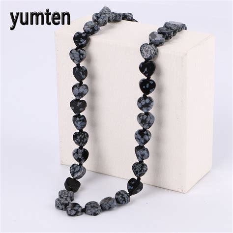 Yumten Alabaster Heart Power Necklace Square Stone Natural Crystal ...