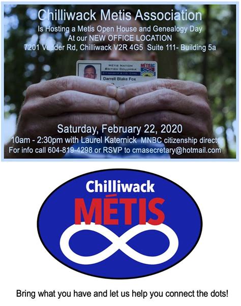 Open House & Genealogy Day at Chilliwack Métis Association – Saturday February 22 – FVN