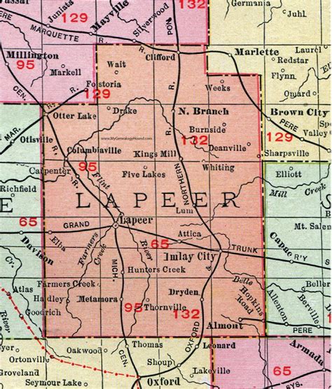 Lapeer County Mi Map - Cities And Towns Map