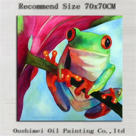 High Quality Handmade Work Modern Abstract Frog Oil Painting On Canvas Hand painted Funny Animal ...