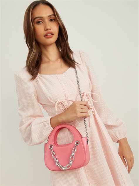 Chain Strap Mini Bag - Pink - Pomelo Fashion