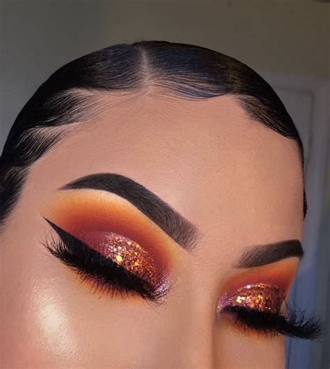 Makeup | Orange eye makeup, Glitter makeup looks, Eye makeup