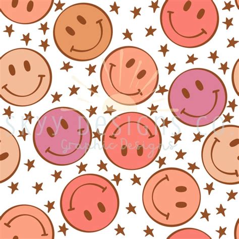 Smiley face seamless file seamless pattern boho seamless | Etsy