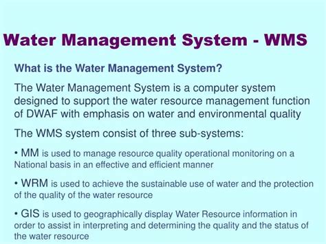 PPT - Water Management System - WMS PowerPoint Presentation, free download - ID:5173916