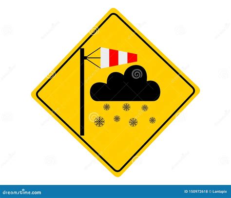 Traffic Warning Sign Blizzard On White Stock Vector - Illustration of snow, snowflake: 150972618