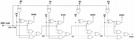 Let's Learn Computing: 4 bit Adder/Subtractor Circuit