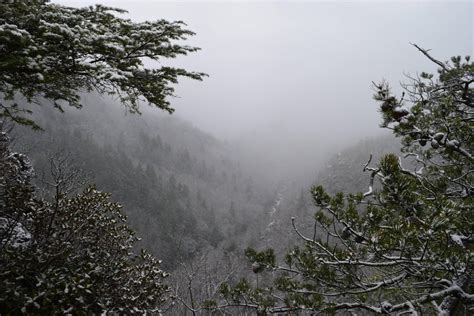 Snowy day at Linville Gorge, NC. [3000x2000] [OC] : EarthPorn