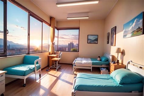 Premium AI Image | A hospital room with a window that says'a view of ...