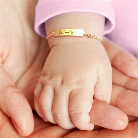 Engravable Baby Bracelet with Birthstone - RoseFeels UK