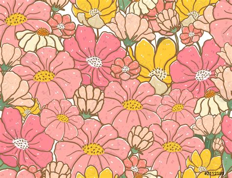 Lindo vintage pastel doodle flor patrón de fondo sin - vector de stock ...