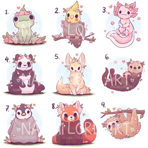 Cute Animals pt 2 Stickers And/ or Prints 6x6 or 8x8 - Etsy Singapore