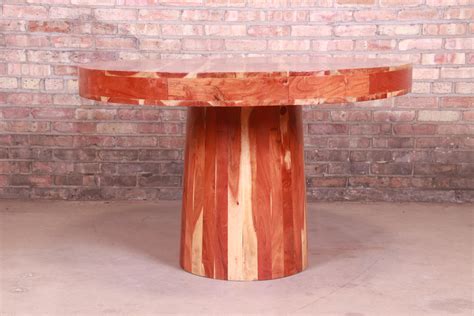 Organic Modern Natural Redwood Round Pedestal Dining Table For Sale at 1stDibs | round redwood table