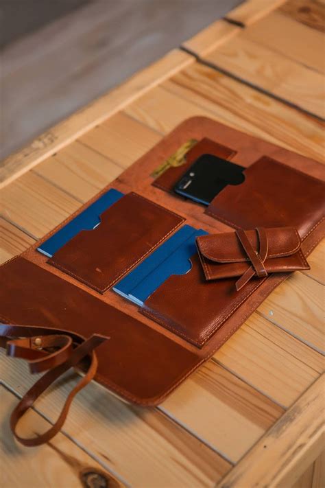 Brown leather travel wallet passport holder travel | Etsy